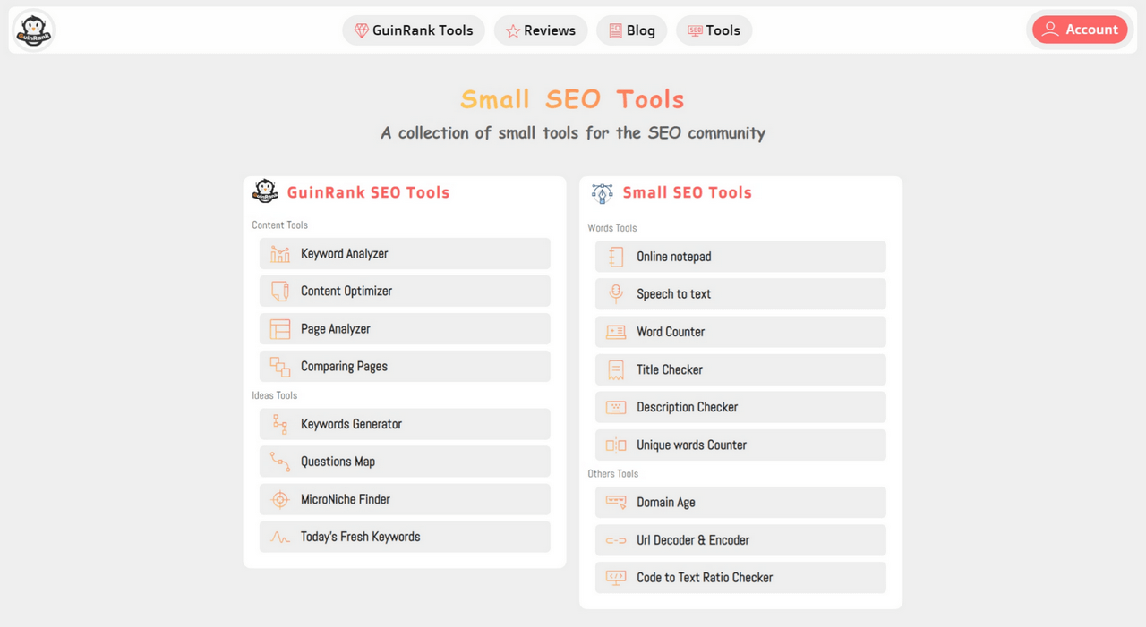 Guinrank seo tools